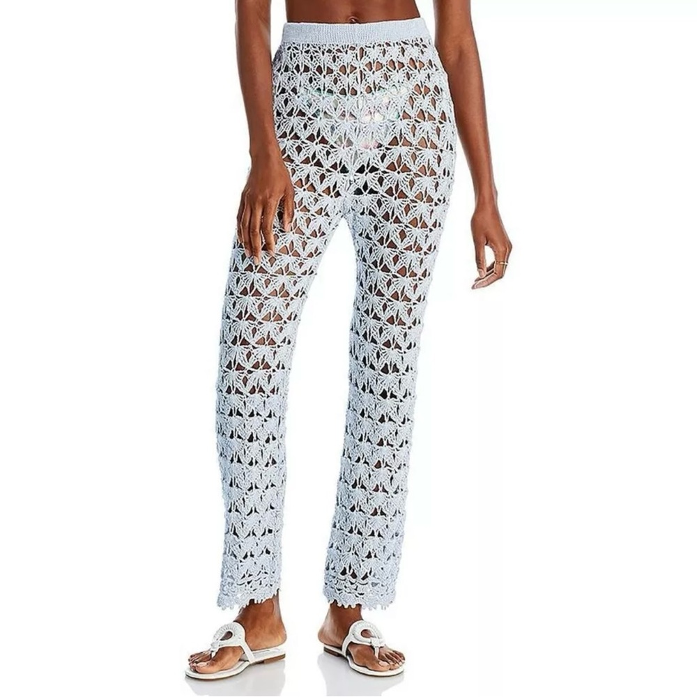 Women's light blue  Crochet Swim Coverup Pants